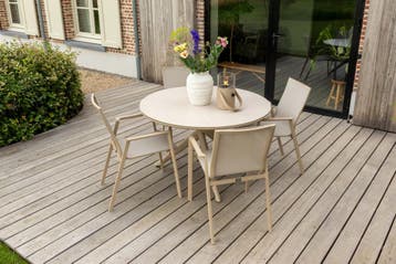 VDG Atmos/Dublin ronde tuinset 120 cm. (5-delig) - Latte, Verzenden, Nieuw, Overige materialen, Tuinset
