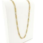 Bicolor massief gouden Figaro schakelketting, Ophalen of Verzenden, Gebruikt, Overige kleuren, Goud