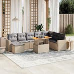 vidaXL 9-delige Loungeset met kussens poly rattan beige, Verzenden, Nieuw, Loungeset