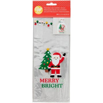 Wilton Uitdeelzakjes Kerstman Merry & Bright 20st, Verzenden, Nieuw