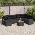vidaXL Tuinbankenset met kussen met opslag 9 pcs Zwart poly, Tuin en Terras, Verzenden, Nieuw, Rotan, Meer dan 8 zitplaatsen