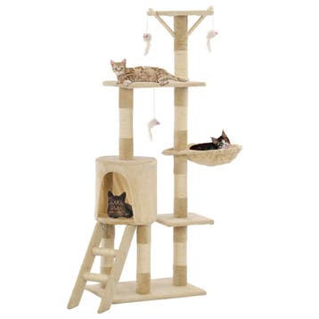 vidaXL Kattenkrabpaal met sisal krabpalen 138 cm beige, Verzenden, Nieuw
