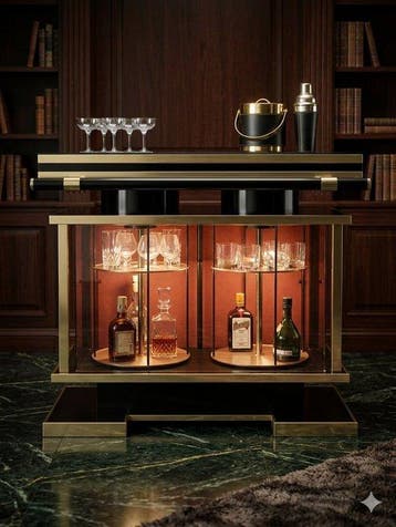 Bar - Metaal, Glas, Hout, Messing, Nieuw