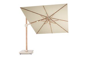 Challenger T2 premium parasol 350x260 cm teak champagne met, Tuin en Terras, Ophalen of Verzenden, Nieuw