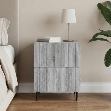 vidaXL Nachtkastje Grijs sonoma 43 x 34,5 x 49,5 cm Bewerkt, Minder dan 45 cm, Verzenden, Nieuw, Minder dan 55 cm