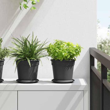 vidaXL Ronde Bloempot 24 st Zwart Ø 19 x 16 cm Kunststof, Kunststof, Minder dan 30 cm, Verzenden, Minder dan 60 cm