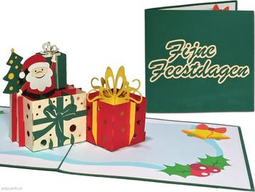 Kerstkaart Vrolijke Kerstman Cadeautjes pop-up kaart, Verzenden, Nieuw
