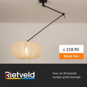 Rietveld-Hanglampen-Beige, Zand-Stof, Metaal, Verzenden, Nieuw