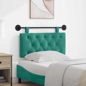 vidaXL Hangend hoofdbord Met LED-verlichting Turquoise, Verzenden, Nieuw, Stof