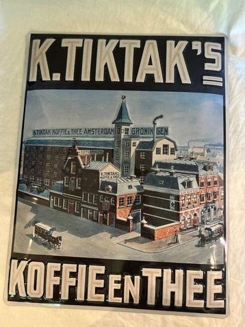 K.Tiktak’s koffie en thee - Reclamebord - blik