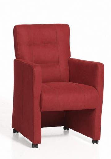 Eetkamerstoel Donna met wieltjes - eetkamerstoelen - Rood, Huis en Inrichting, Nieuw, Rood, Stof