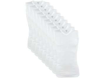 9 stuks SQOTTON® A-shirt - V-hals - mouwloos - Wit, Verzenden