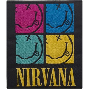 Nirvana - Smiley Squares - patch officiële merchandise, Verzamelen, Ophalen of Verzenden, Nieuw, Kleding