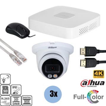 Dahua Set 4x Turret 8MP 4K Full-Color + Recorder &, Ophalen of Verzenden, Nieuw