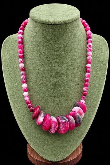 Elegante Halsketting van Natuurlijke Robijn-Zoïsite van