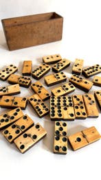 Tafelmiddenstuk - Exclusief antiek spel - Domino, late 19e, Antiek en Kunst