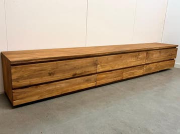 Laag tv meubel van gerecycled teakhout, Huis en Inrichting, Ophalen of Verzenden, Nieuw, Teakhout