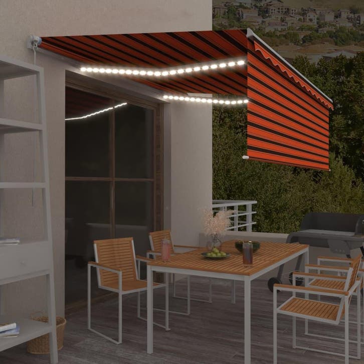 vidaXL Luifel handmatig uittrekbaar rolgordijn LED 4x3 m, Tuin en Terras, Zonneschermen, Nieuw, Verzenden