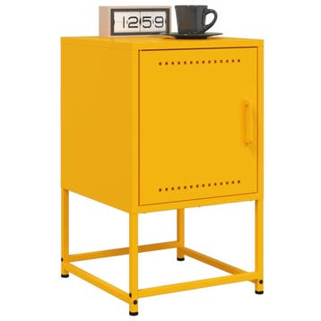 vidaXL Nachtkastjes 2 st 36x39x60,5 cm staal mosterdgeel, Verzenden, Nieuw, Metaal of Aluminium