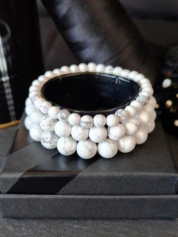 Preziosa Collezione Howlite - Witte tinten en grijze aders-