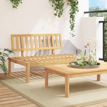 Palletbank 120cm Acacia | Tweedekansje | OP=OP, Ophalen of Verzenden, Gebruikt, Hout