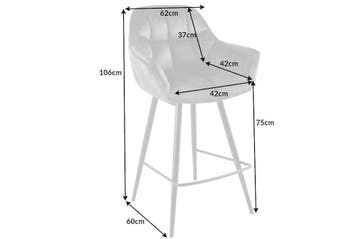 Barstoel PAPILLON 106 cm, 180° draaibaar, fluweelgrijs -, Ophalen of Verzenden, Nieuw