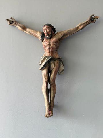 sculptuur, Christus 19e eeuw - Spaans-koloniaal - 67 cm -, Antiek en Kunst