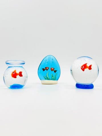 Handmade Murano glass - sculptuur, Tris di mare - 7 cm -