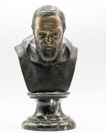 sculptuur, Padre Pio da Pietrelcina - 21 cm - Verguld brons, Antiek en Kunst