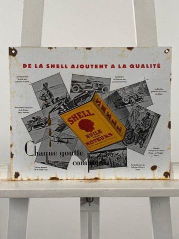 Shell - Emaille bord - 35x29cm - Gemaakt van dikke stalen