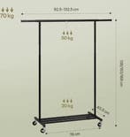 Kledingrek op Wielen met Uitschuifbare Rail, Verzenden, Nieuw