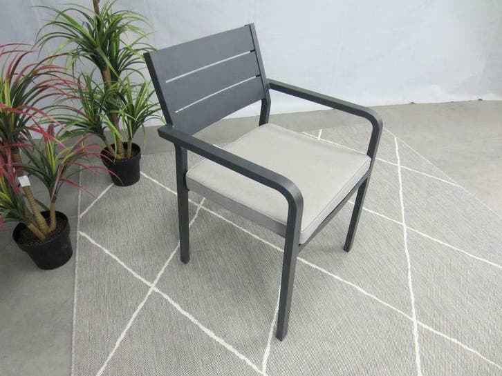 Te Velde tuinmeubelen barolo aluminium tuinstoel antraciet, Tuin en Terras, Tuinstoelen, Nieuw, Stapelbaar, Aluminium