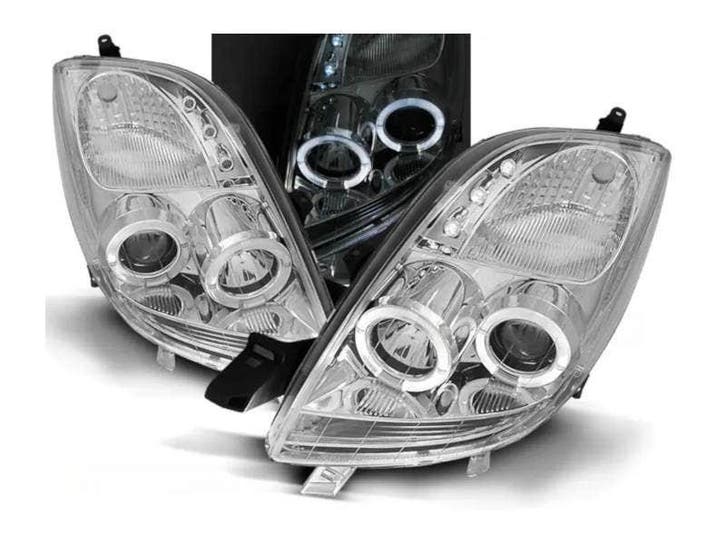Angel Eyes koplampen Chrome geschikt voor Toyota Yaris, Auto-onderdelen, Verlichting, Nieuw, Toyota, Verzenden