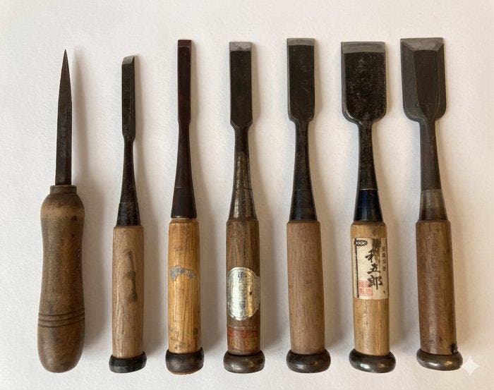 Werkgereedschap Vintage - Vintage Japanse beitels, Antiek en Kunst, Antiek | Wandborden en Tegels