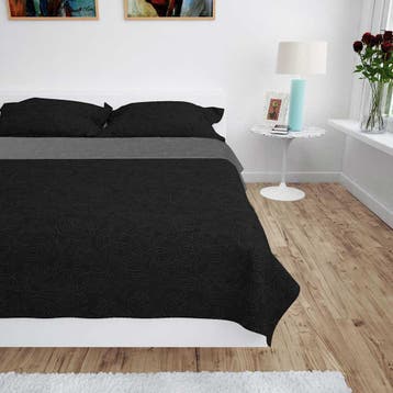 vidaXL Bedsprei dubbelzijdig 220x240 cm quilt grijs en zwart, Huis en Inrichting, Verzenden, Nieuw, Zwart