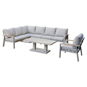 Lola dining hoek loungeset 6 delig verstelbare tafel latte, Ophalen of Verzenden, Nieuw, Aluminium