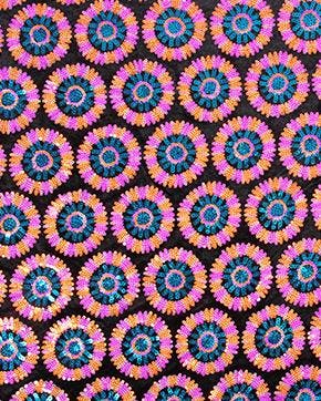 Paillettenstof Bloemen Fuchsia/Blauw, Hobby en Vrije tijd, Nieuw, Blauw