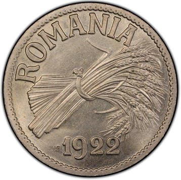 Roemenië. Ferdinand I. 5 Lei Pattern 1922 HF /