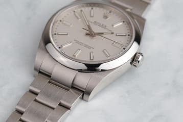 Rolex Oyster Perpetual 39 114300 Witte Wijzerplaat 2018, Staal, Gebruikt, Polshorloge, Ophalen of Verzenden