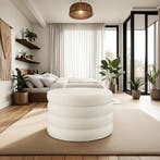 Hocker Altu XL, gestoffeerd, opbergruimte - Bouclé crèmewit, Verzenden, Nieuw