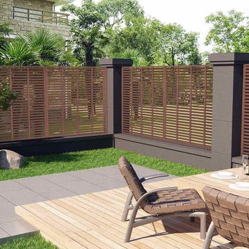 vidaXL Louvre schutting 180x180 cm HKC bruin, Verzenden, Nieuw, Hout