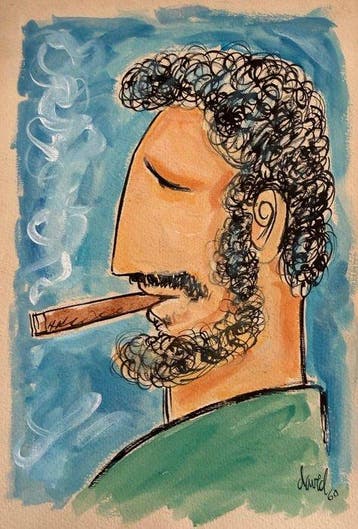 Juan David (1911-1981) - Präsident Fidel Castro mit Zigarre