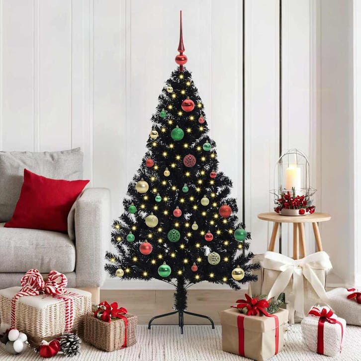 vidaXL Kunstmatig Voorverlicht Kerstboom met 150 LED Zwart, Diversen, Kerst, Nieuw, Verzenden