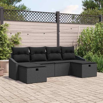 vidaXL Tuin Sofa Set 6 st poly rattan, Tuin en Terras, Verzenden, Nieuw, Rotan, 6 zitplaatsen