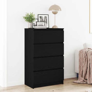 vidaXL Dressoir 60x35x98,5 cm spaanplaat zwart eikenkleurig, Verzenden, Nieuw, Overige houtsoorten, Minder dan 50 cm