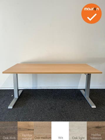 Actiforce - zit-sta bureau - zilvergrijs onderstel - 160x80, Werkplek, Ophalen of Verzenden, Gebruikt, Bureau