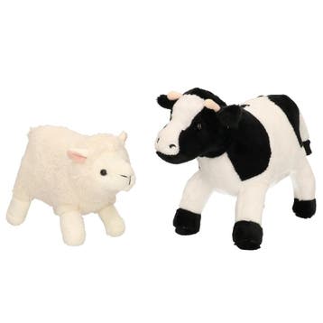 Pluche boerderijdieren knuffel set - koe en lammetje - 22, Verzenden, Nieuw