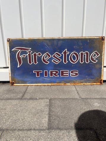 Firestone Tires – Vintage metalen reclamebord – Petroliana, Antiek en Kunst