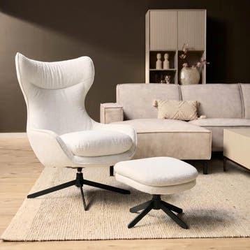 Draaibare fauteuil Olivia Gebroken wit | Starfurn, Huis en Inrichting, Ophalen of Verzenden, Nieuw
