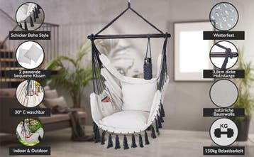 Hangstoel Indoor Outdoor Crème 170x100x150cm (Stoelen), Verzenden, Nieuw